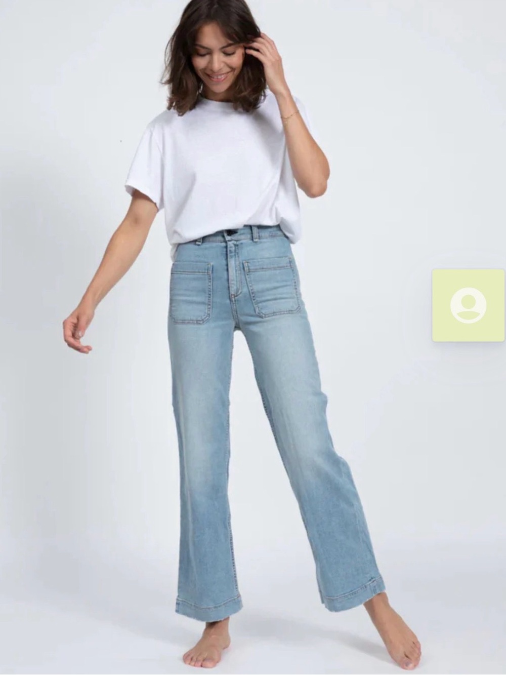 ASKK NY Light Blue High-Rise Wide Leg Sailor Jeans sz 25 org. $265 EX Condition